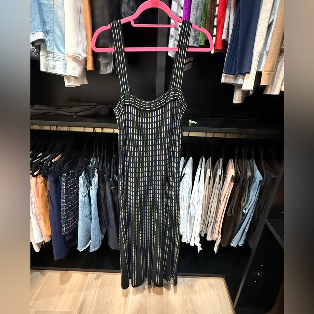 Elegant Black and white Striped Dress